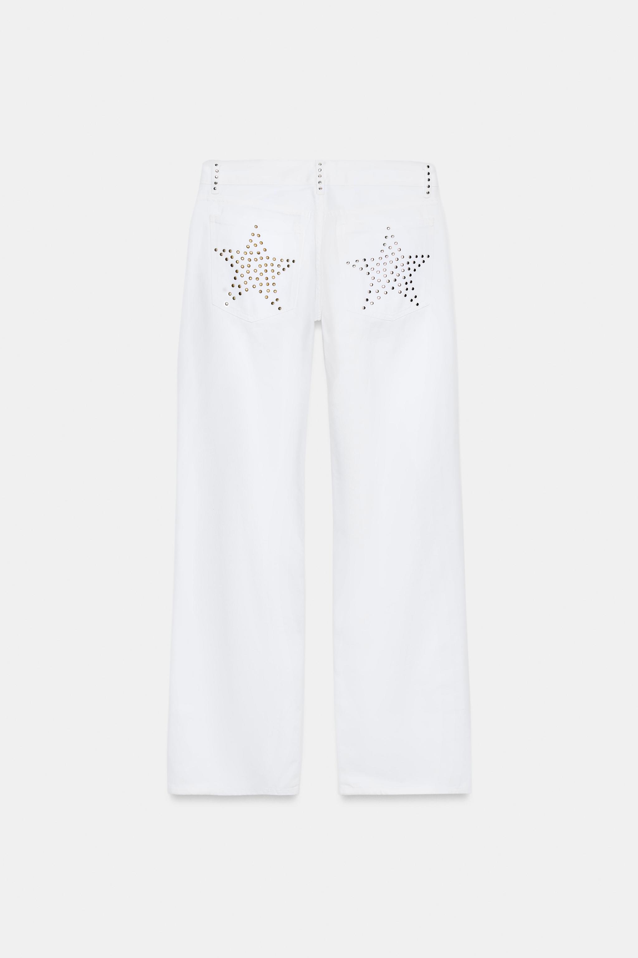 JEAN TRF WIDE LEG TAILLE BASSE À CLOUS